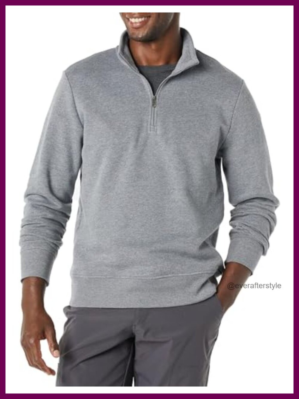 Men's Long-Sleeve Quarter-Zip Fleece Pullover Sweatshirt Mock Neck